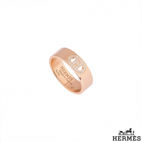 Hermés Rose Gold Diamond H D Ancre Ring Hermés Rose Gold Diamond H D Ancre Ring